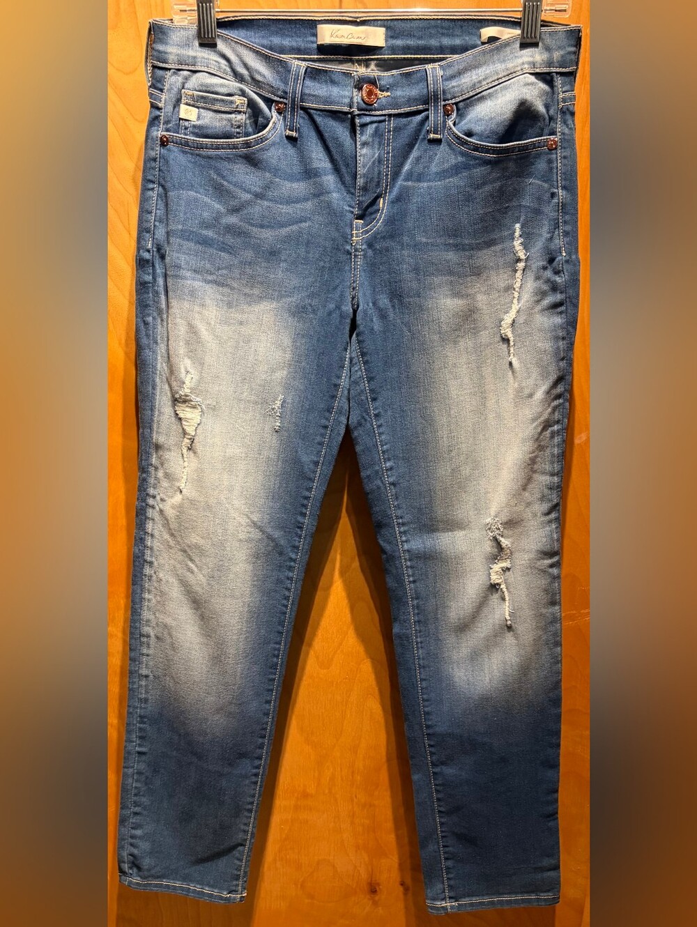 Kan-Can Premiere Distressed Raw Hem Skinny Jeans Size 26x28 Mid Rise 3019